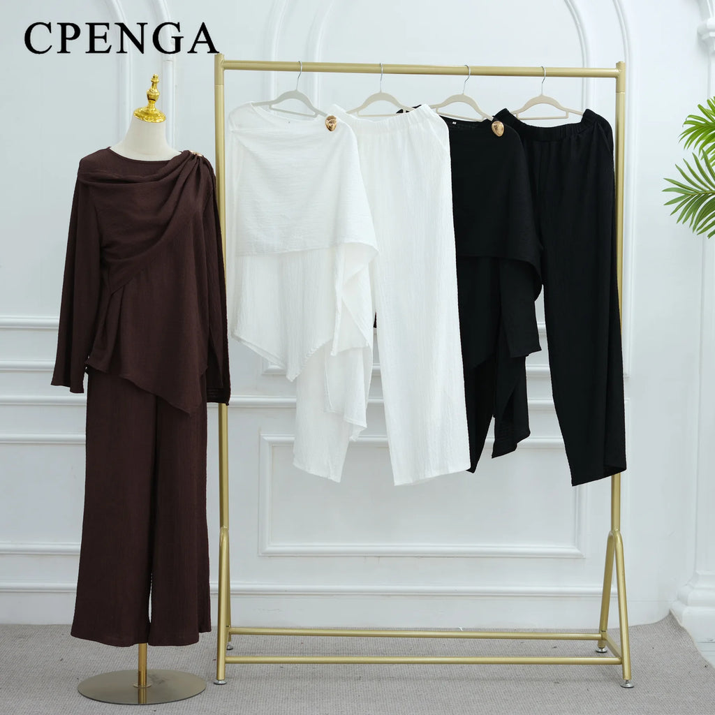 Button-Down Cardigan and Pants Suit Islam Modest Outfit 2025 Turkey Clothes