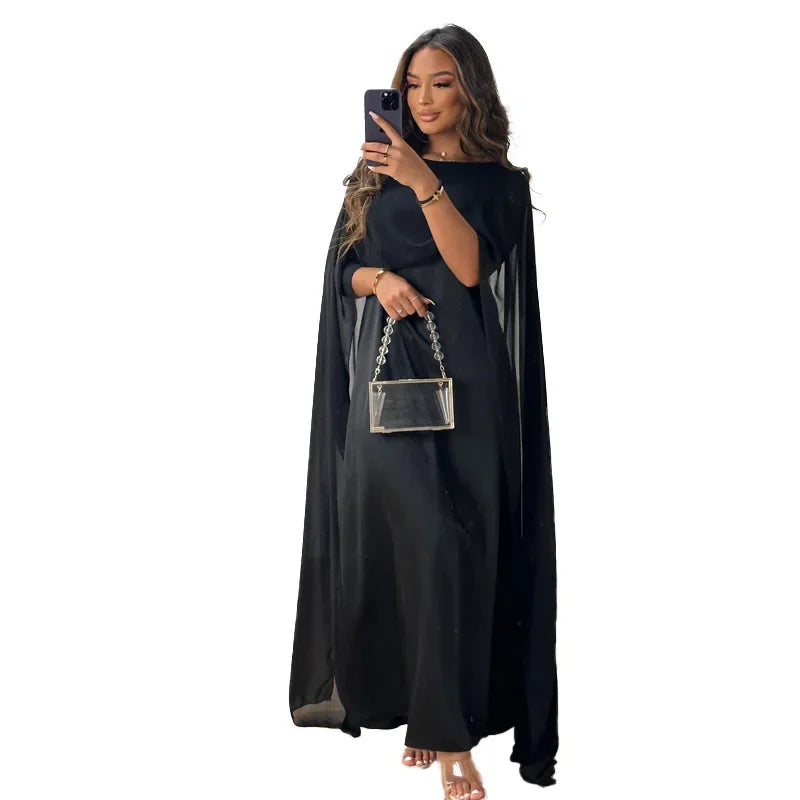 Ramadan Muslim Women Maxi Dress Cloak Abaya Dubai Kaftan Eid Djellaba Kebaya Islam Clothing Cape Party Gown Caftan Marocain Robe