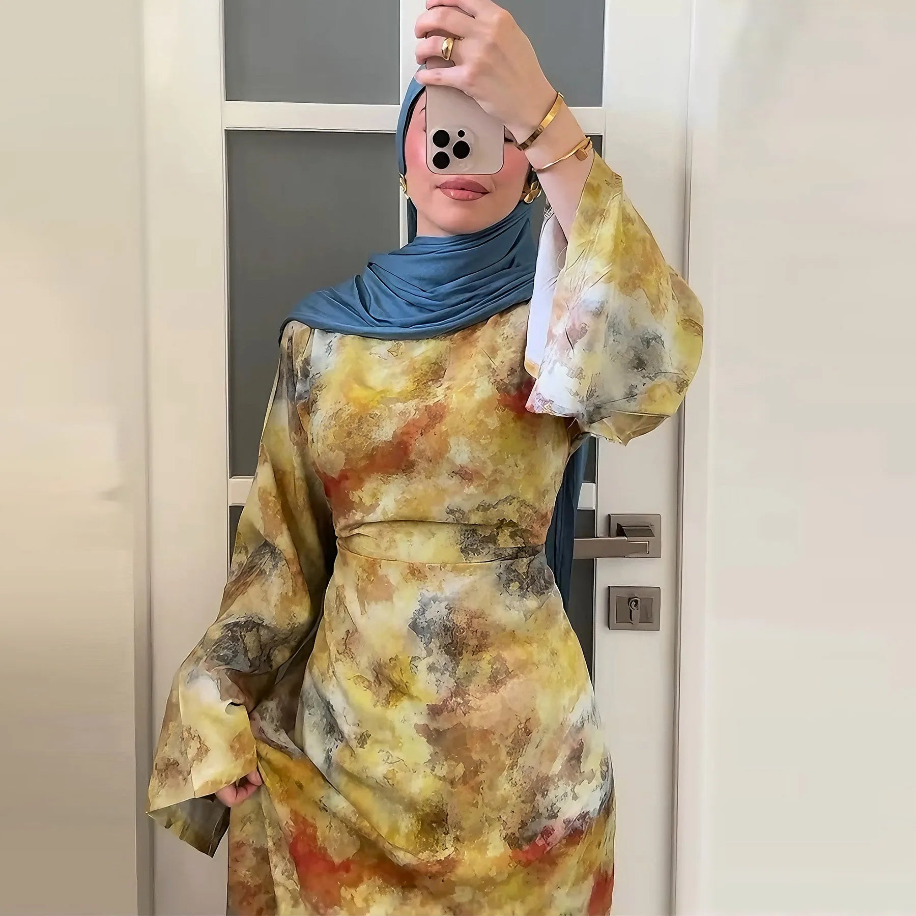 2025 Waist Abaya Dress for Women Elegant Muslim Dress for Party Long Sleeve Colorful Drawstring Dresses Islam Clothing