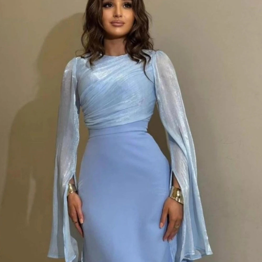 Abaya Elegant Satin Evening Dress For Women Simple Long Sleeves Hot Sale Party Charming Prom Gown 2026 Moroccan Muslim Robe