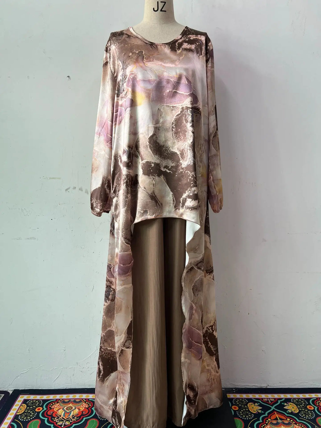 Sets Long Top Wide Leg Pants Print Blouse Ensemble Dubai Islam 2025 Casual Outfits Arabic Trousers 2 Piece Suit