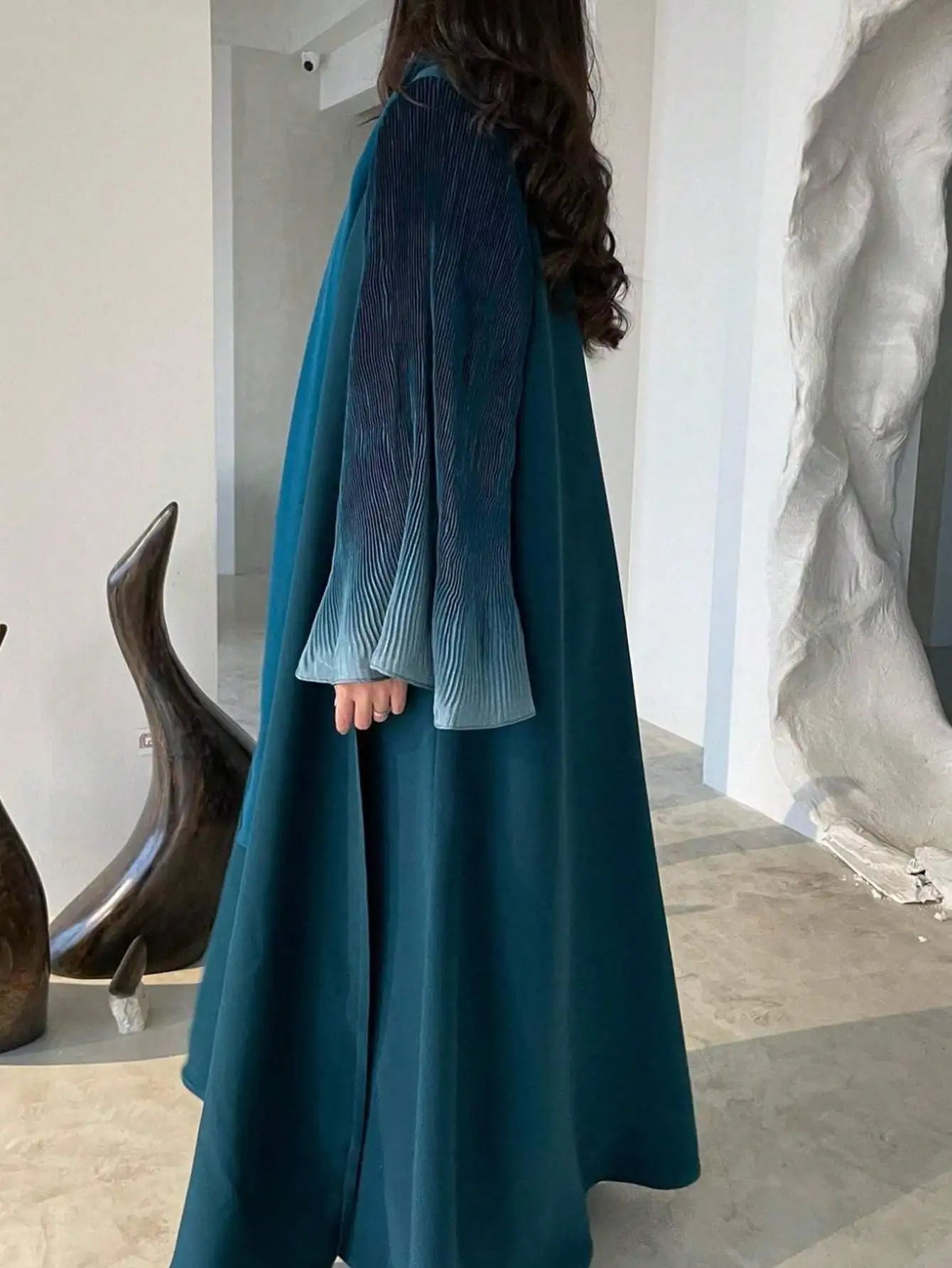 Open Front Abaya Muslim Flare Sleeve Casual Arabian Abayas Middle-East Elegant Turkey Kaftans Women Jilbabs Islamic Maxi Dresses