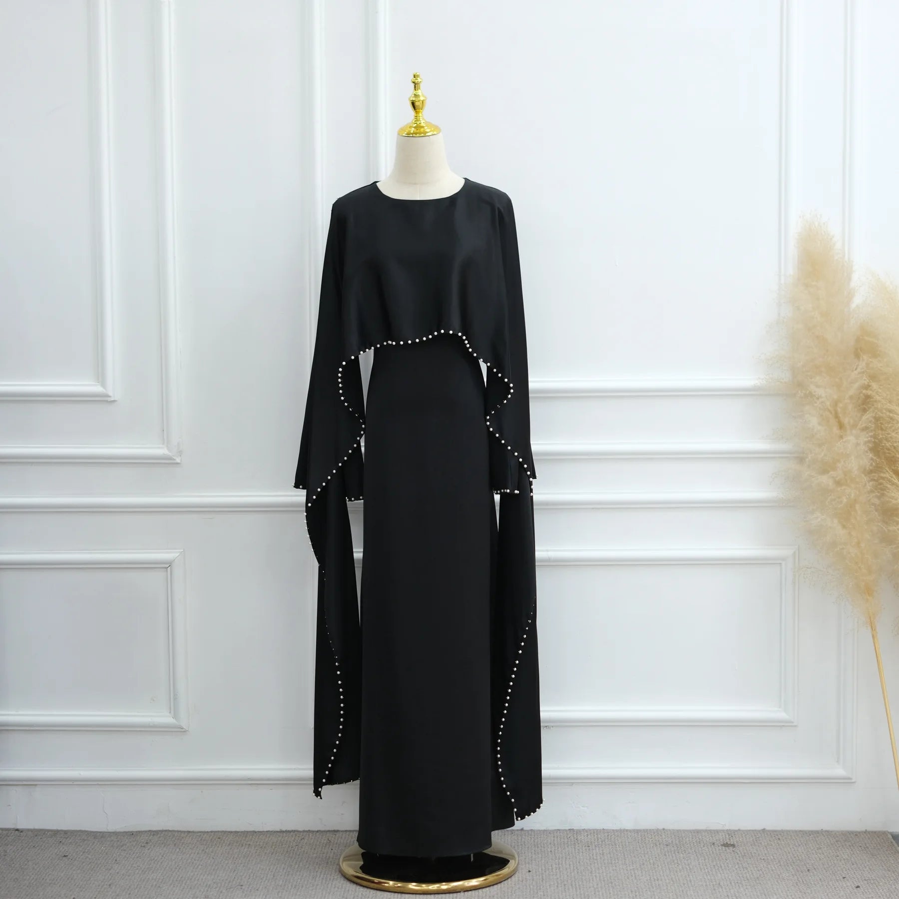 Islamic Clothing Pearl Beading Muslim Dress for Women Abaya Dubai Luxury Turkish Party Evening Dresses Ramadan Eid Kaftan Robe