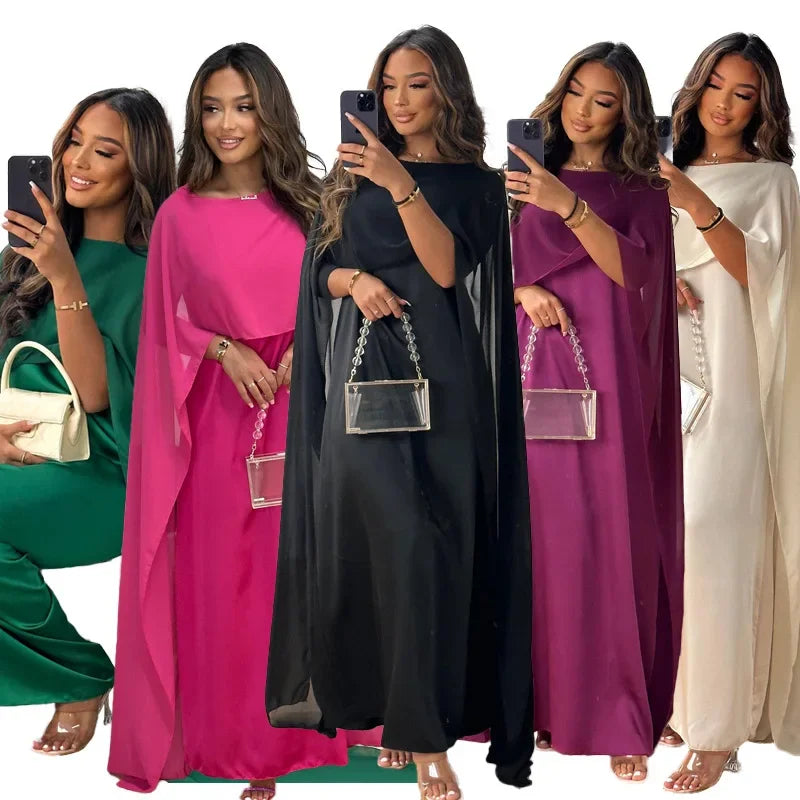 Ramadan Muslim Women Maxi Dress Cloak Abaya Dubai Kaftan Eid Djellaba Kebaya Islam Clothing Cape Party Gown Caftan Marocain Robe