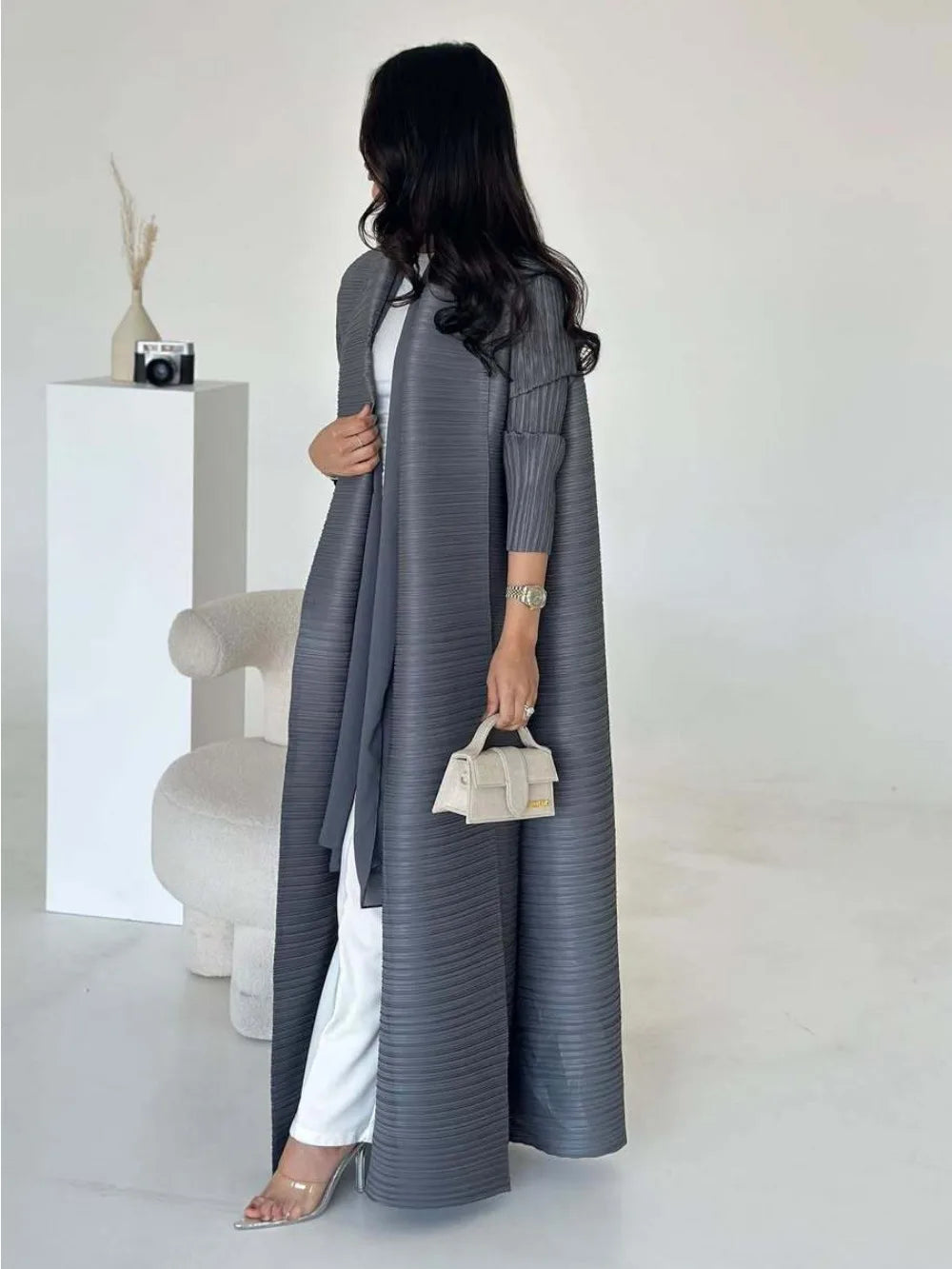 Eid Muslim Party Dress for Women Abaya Pleated Stretch Cardigan Ramadan Abayas Kaftan Islam Dubai Arab Modest Long Robe 2024