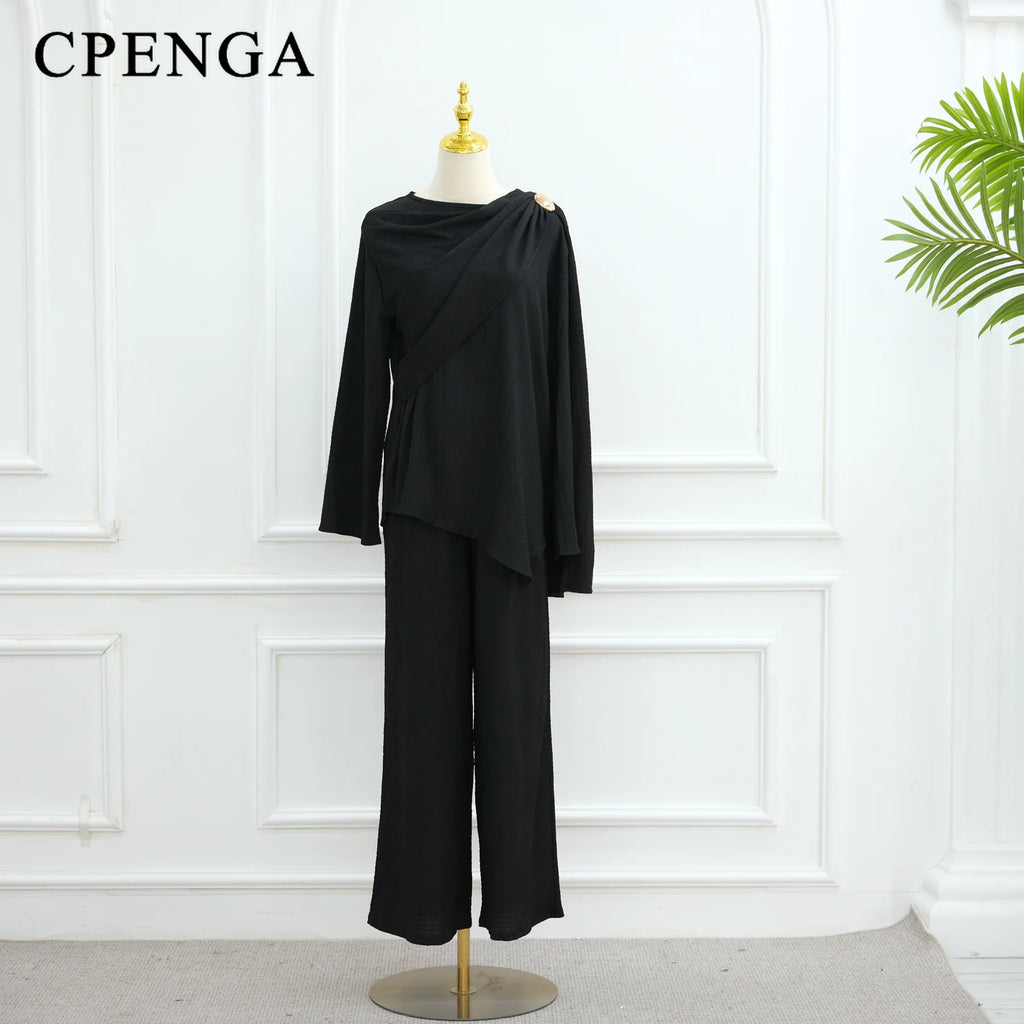 Button-Down Cardigan and Pants Suit Islam Modest Outfit 2025 Turkey Clothes