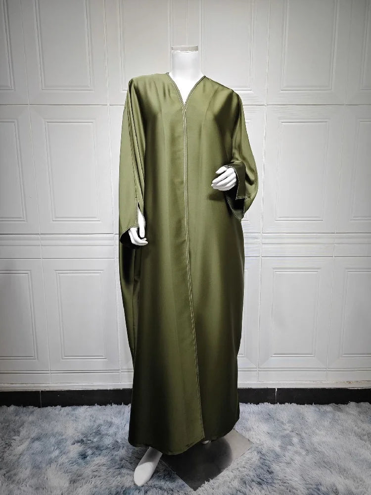 Ramadan Open Plain Satin Kimono Abaya Damen Dubai Kaftan Muslim Coat Prayer Clothes Women Djellaba Kebaya Robe Femme Musulmane