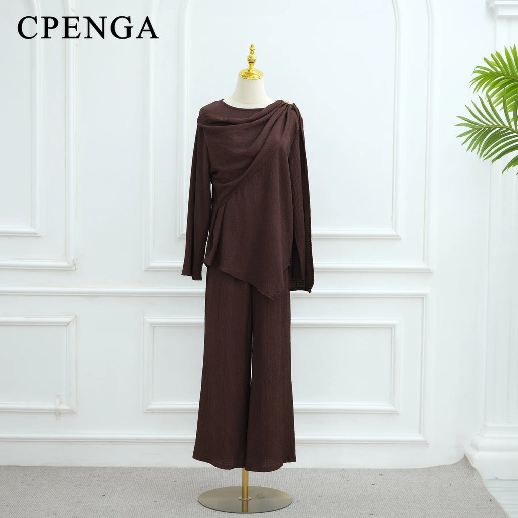 Button-Down Cardigan and Pants Suit Islam Modest Outfit 2025 Turkey Clothes