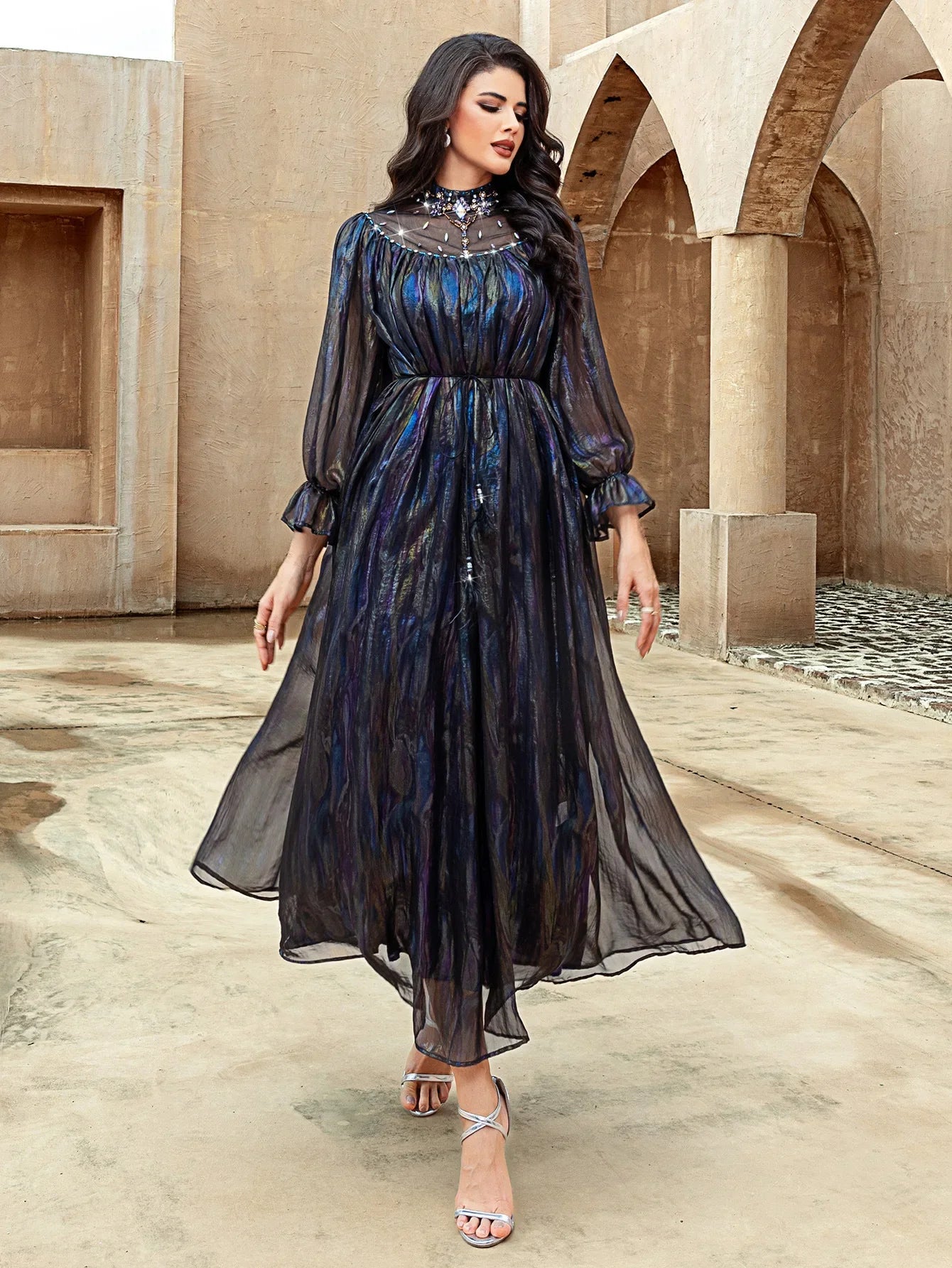 Eid Party Dress for Women Diamond Abaya Muslim Caftan Robe Jalabiya Ramadan Morocco Dubai Vestidos Largos Party Long Dresses