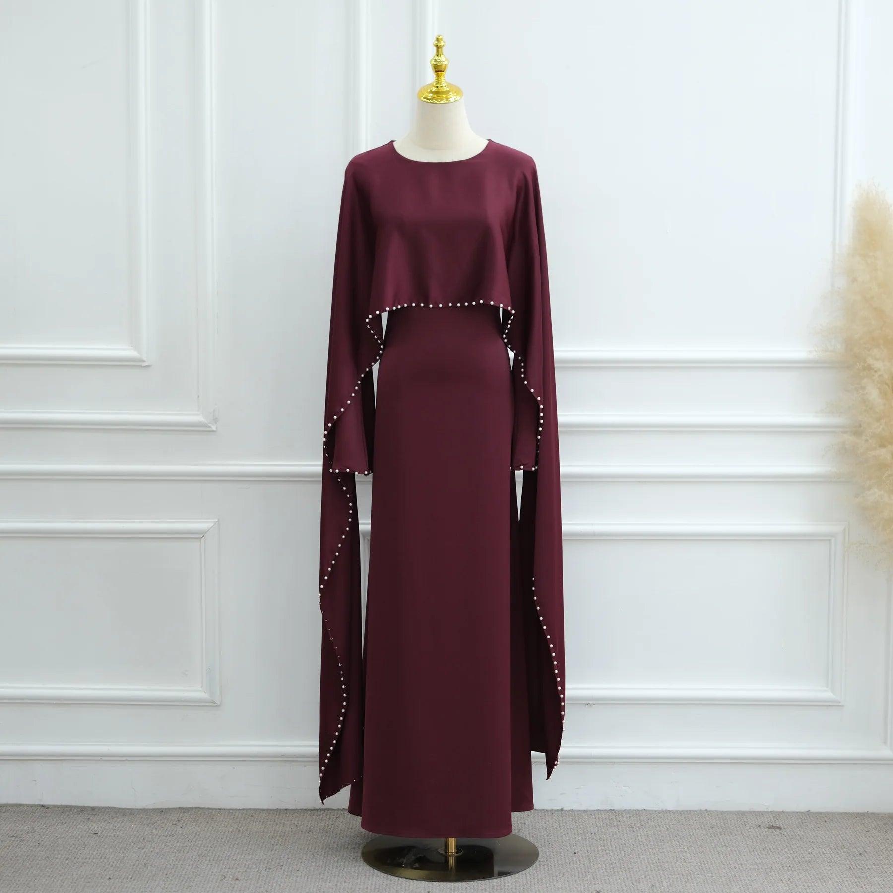 Islamic Clothing Pearl Beading Muslim Dress for Women Abaya Dubai Luxury Turkish Party Evening Dresses Ramadan Eid Kaftan Robe