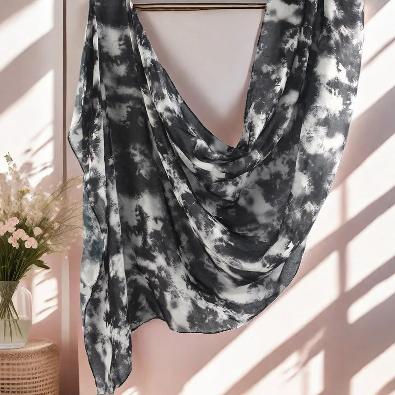 Watercolour Floral Printed Modal Breathable Light Weight Soft Cotton Rayon Viscose Woven Modal Muslim Women Shawl Hijab Scarf