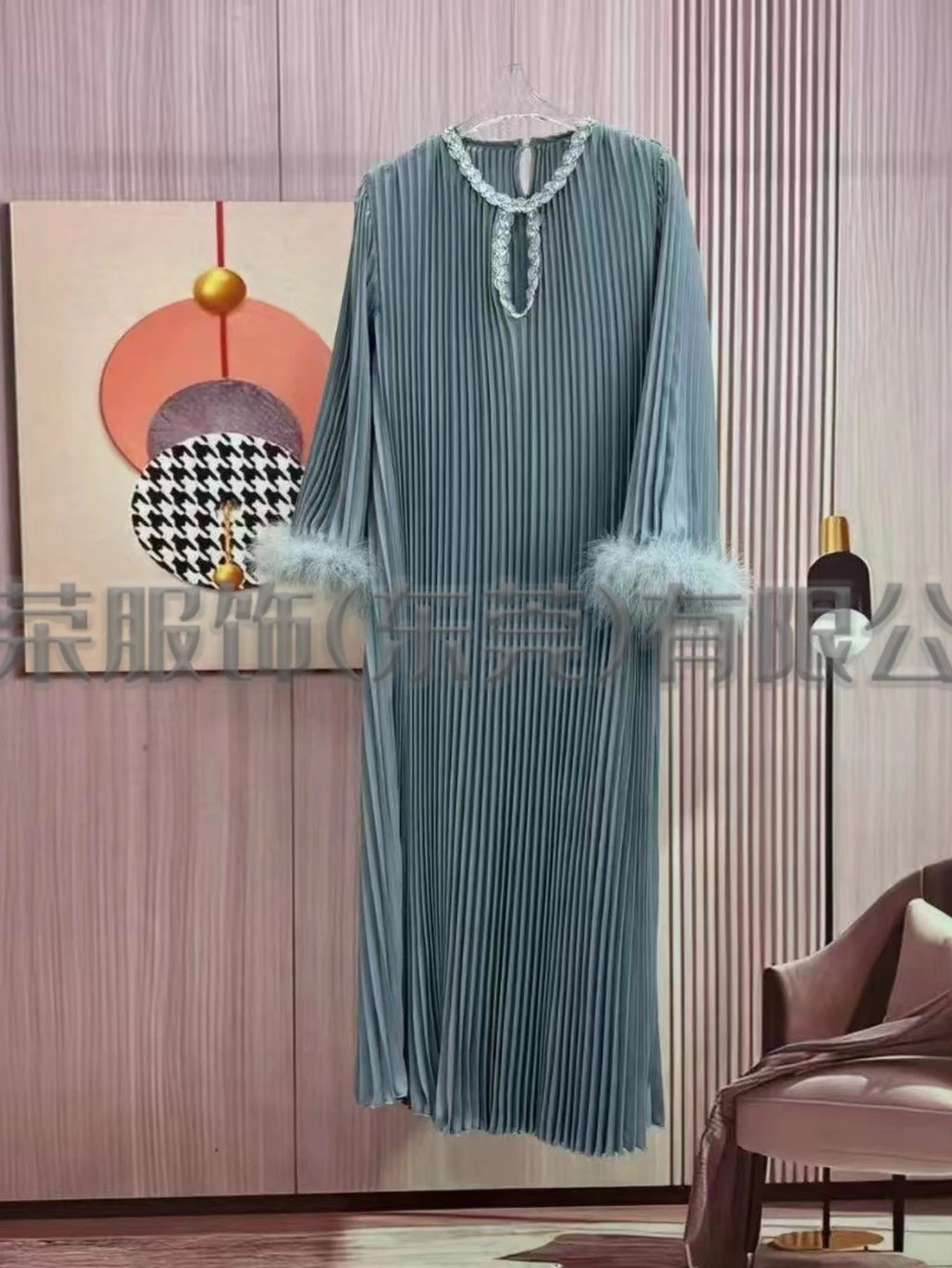 Eid Abaya Women Dress Muslim Pleated Feather Dubai Vestidos Largos Long Dresses Kaftan Arab Robe Party Caftan Jalabiya Ramadan