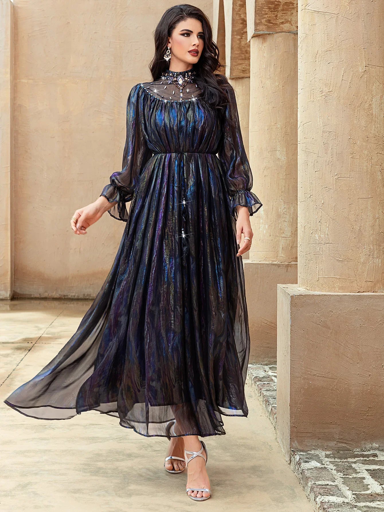 Eid Party Dress for Women Diamond Abaya Muslim Caftan Robe Jalabiya Ramadan Morocco Dubai Vestidos Largos Party Long Dresses
