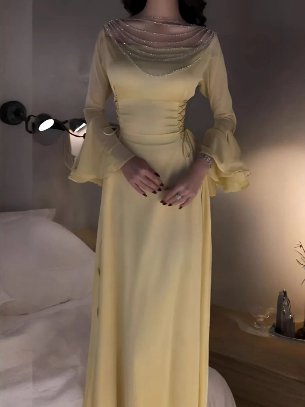 Eid Women Party Dress Abaya Muslim Jalabiya Ramadan Necklace Bandage Vestidos Largos Dresses Arab Long Robe Morocco Dubai Kaftan