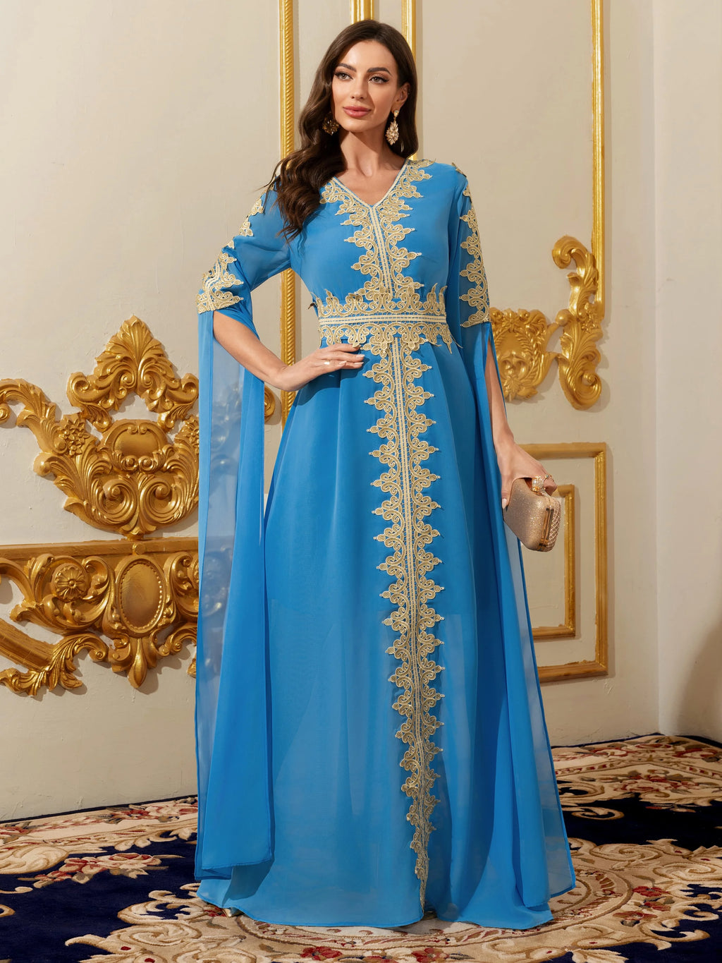 Women Muslim Abaya Kaftan Dress Lace Ethnic Moroccan Dress Eid Prayer Clothes Arabian Maxi Robe