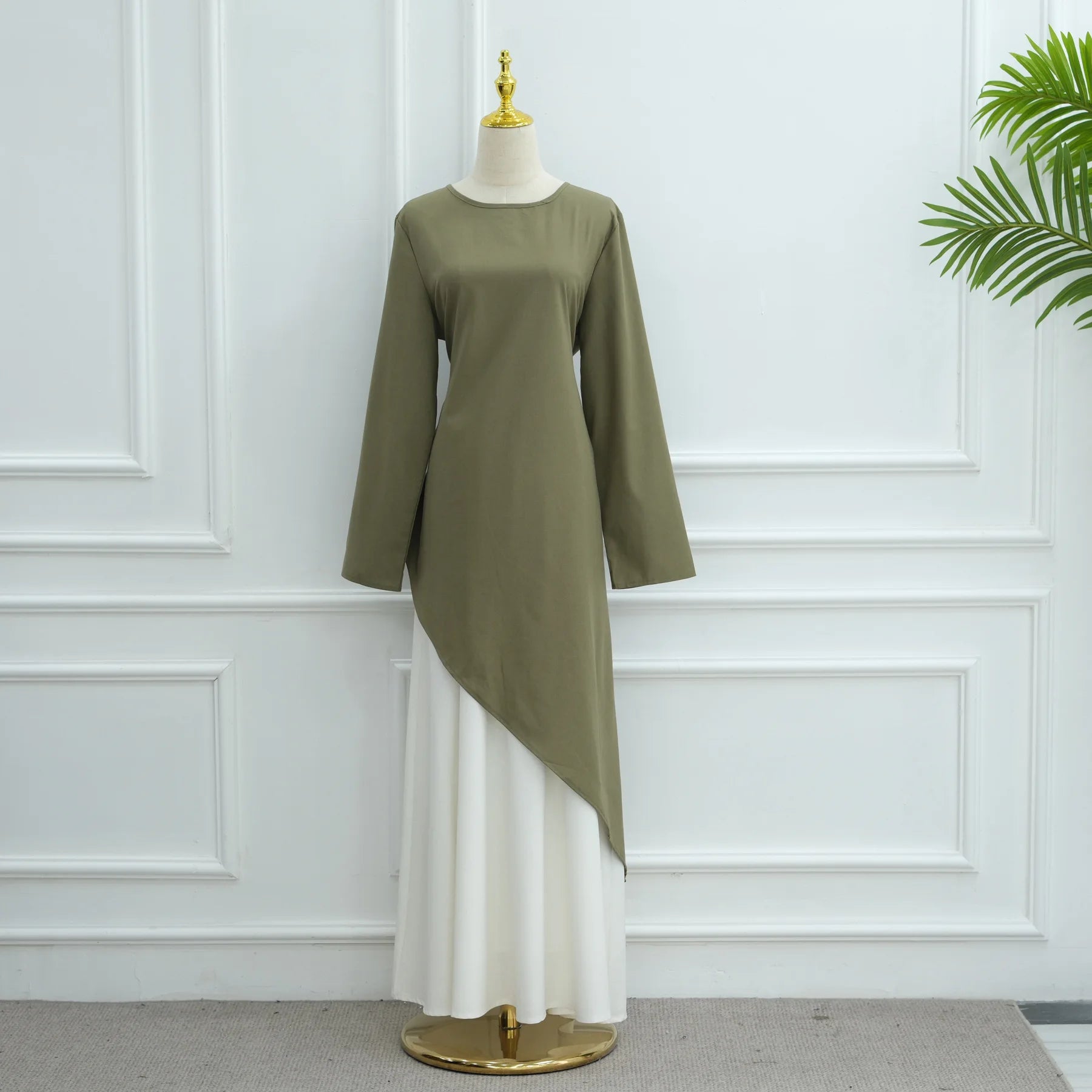 2PCS Women Muslim Long Sleeve Tops and Skirt Set Kaftan Dubai Abaya Femme Musulmane Ensembles Eid Islam Clothing Arab Robe Dress