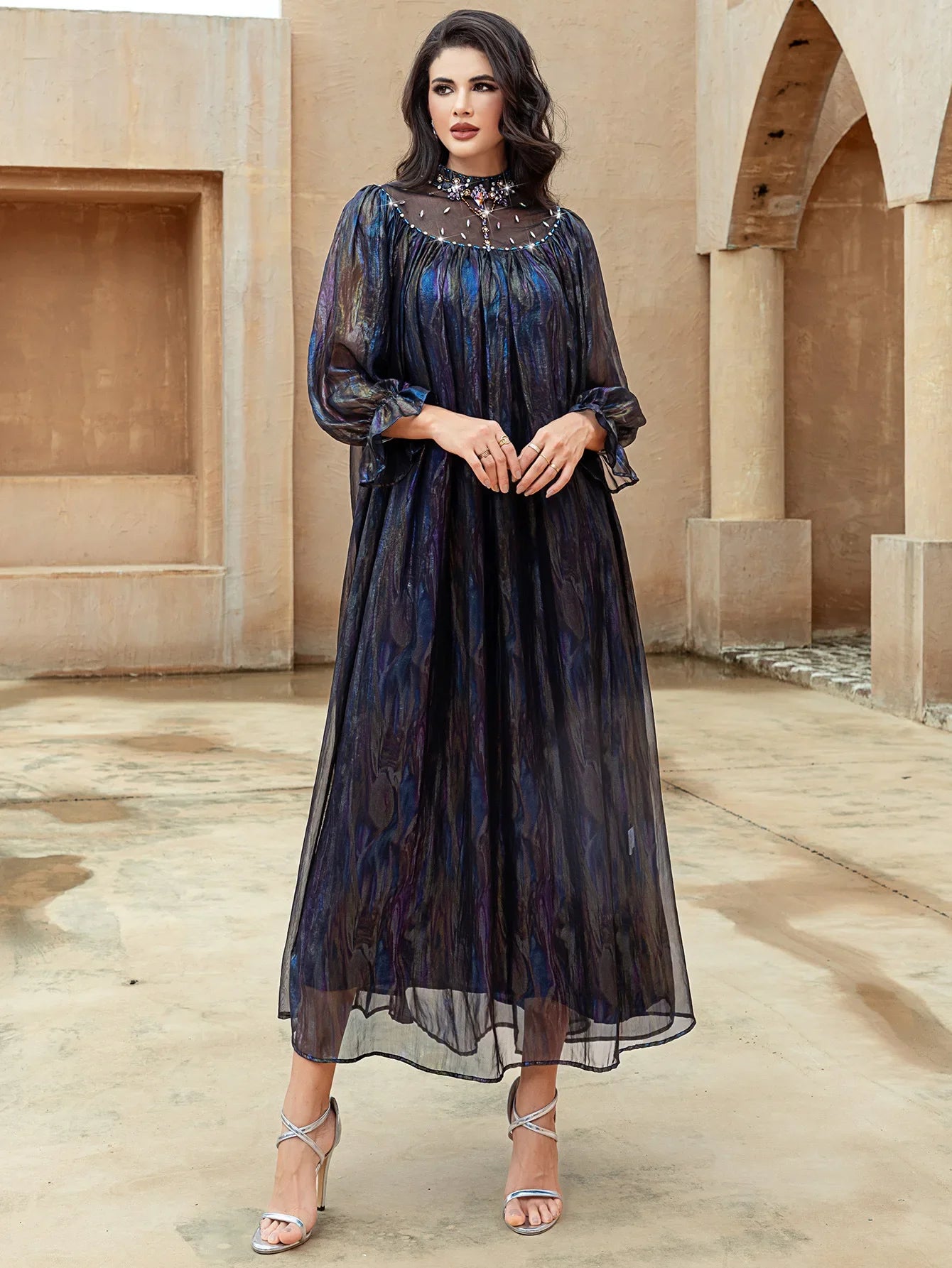 Eid Party Dress for Women Diamond Abaya Muslim Caftan Robe Jalabiya Ramadan Morocco Dubai Vestidos Largos Party Long Dresses