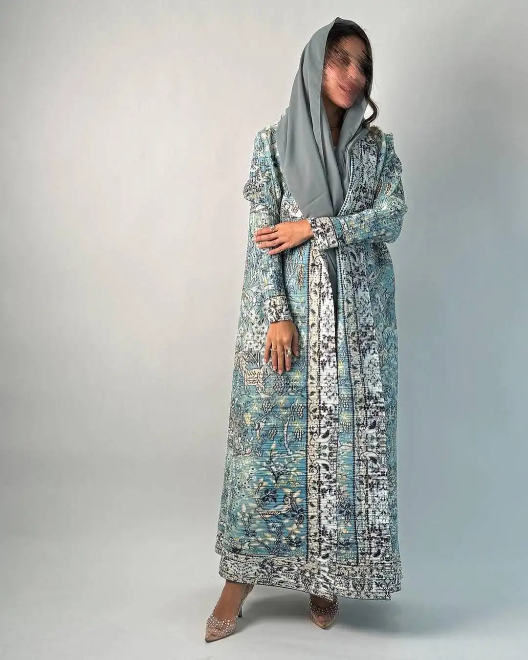 KAF Women Fashion Abaya Vintage Printed Cardigan Design Loose Large Size Elegant Female Luxury Robe Spring Autumn Model